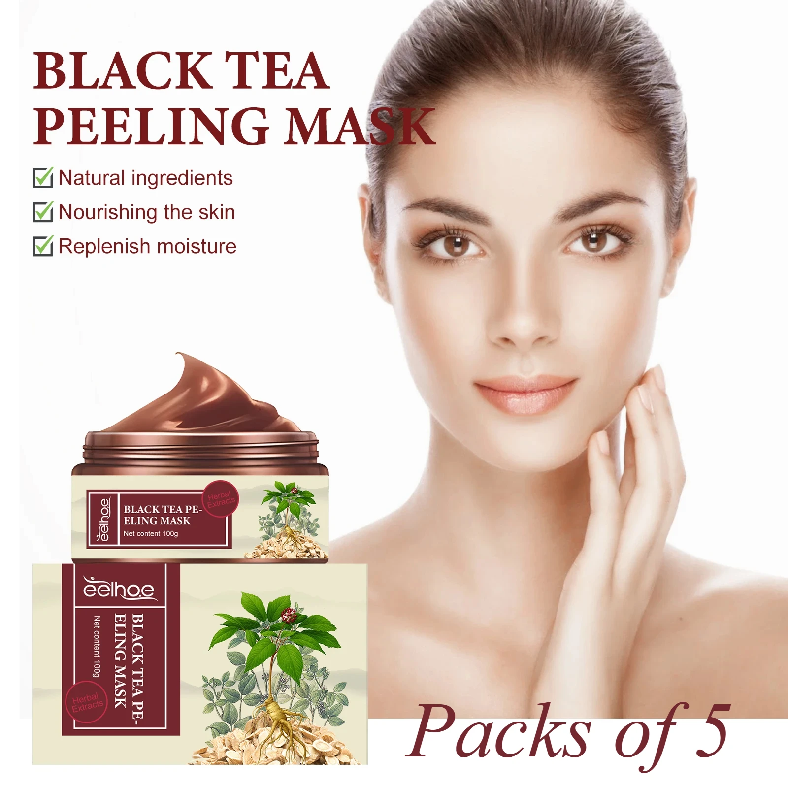 Ginseng Herbal Tearing Facial Mask Clean Blackheads Exfoliate Improve Dullness Fade Dark Spots Prevent Dry Skin Face Care Kit