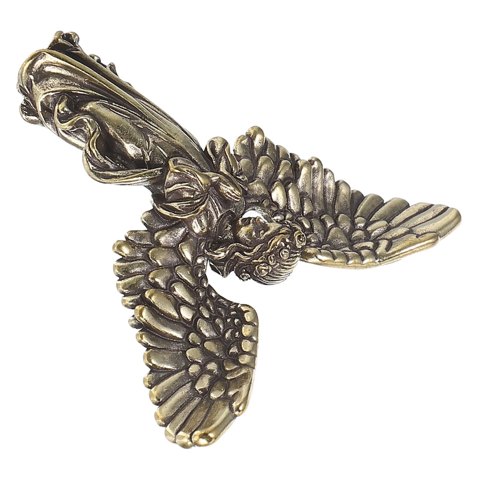 تمثال ملاك نحاسي رائع بأجنحة معقدة، ديكور منزلي روحي لأجواء سلمية، مثالي لساحة الحديقة