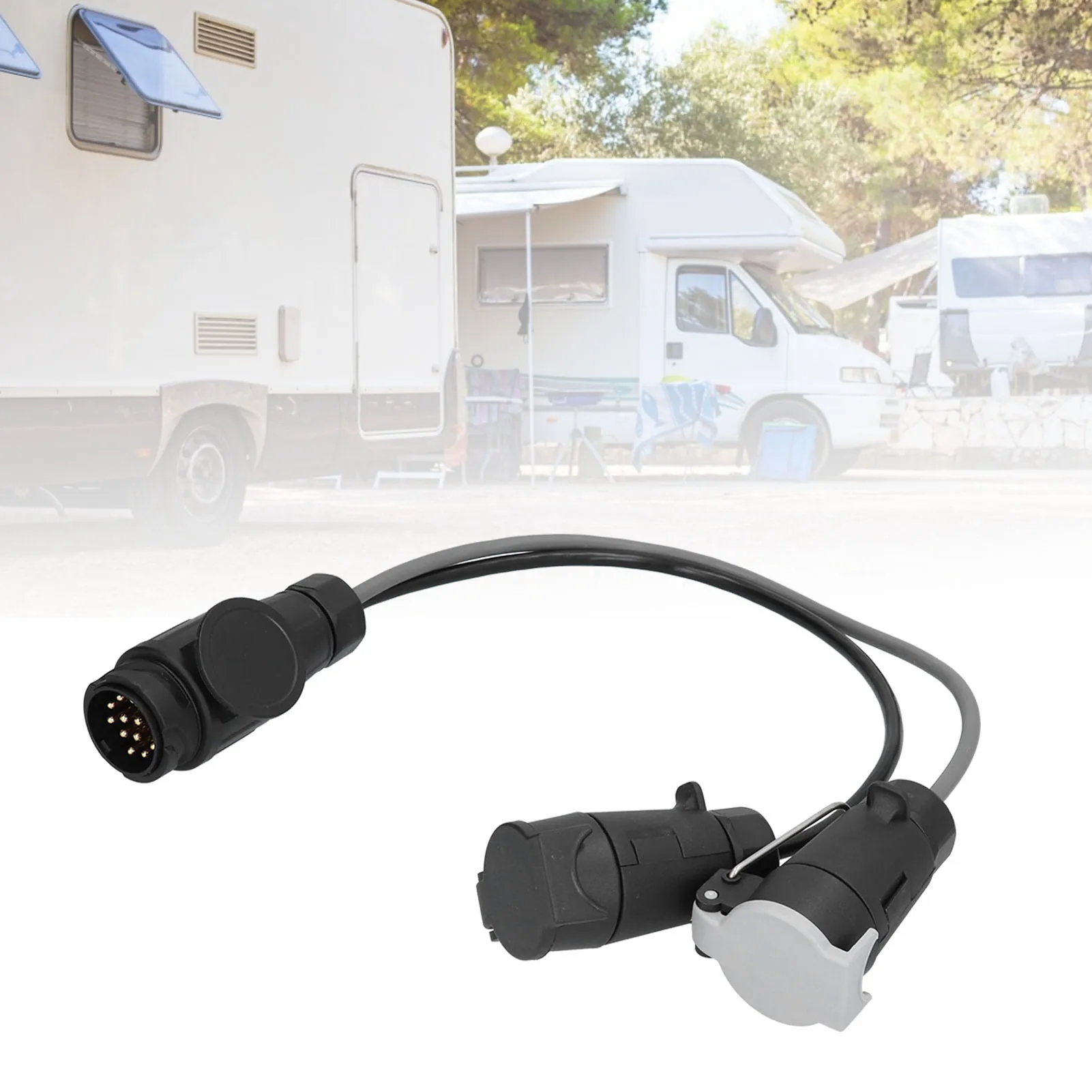 

12 В 13-контактный на 7-контактный разъем для прицепа, пластиковый ПВХ-латунь для стандартных европейских автофургонов, адаптер для прицепа, разъем для прицепа