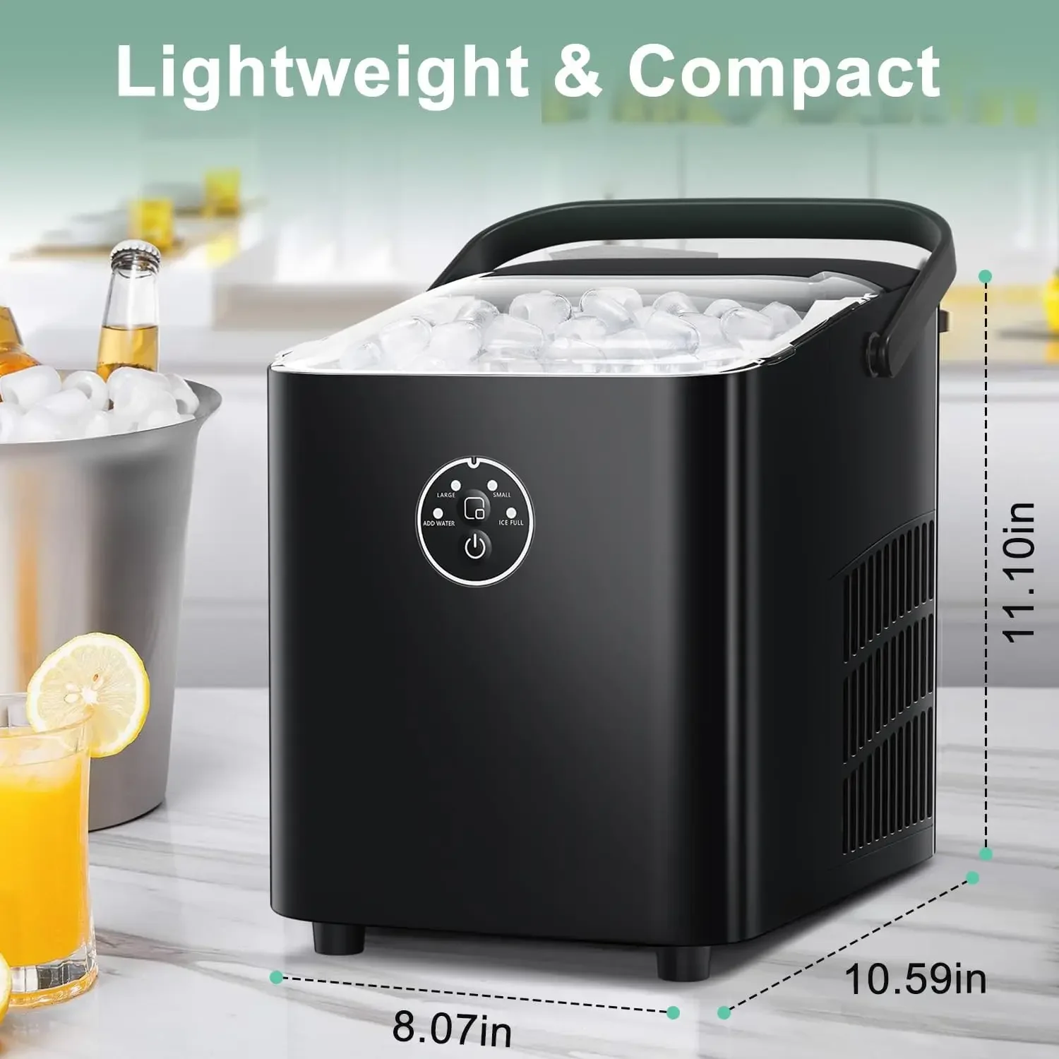 Máquina de gelo de limpeza automática, 6 Minuto, Fast Countertop Ice Maker para festas de acampamento ao ar livre e cozinha