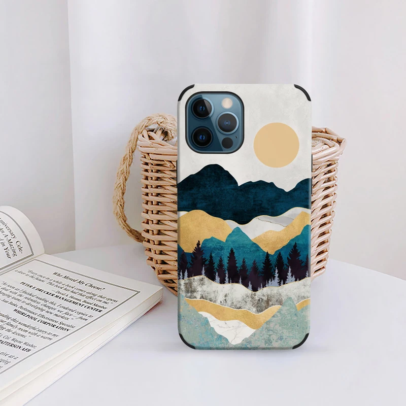Aesthetic Art Sunrise Mountain Scenery Pattern Phone Case for iphone X XR XS MAX 7 8Plus SE2020 11 12 13 14 15Pro Max Mini Cover