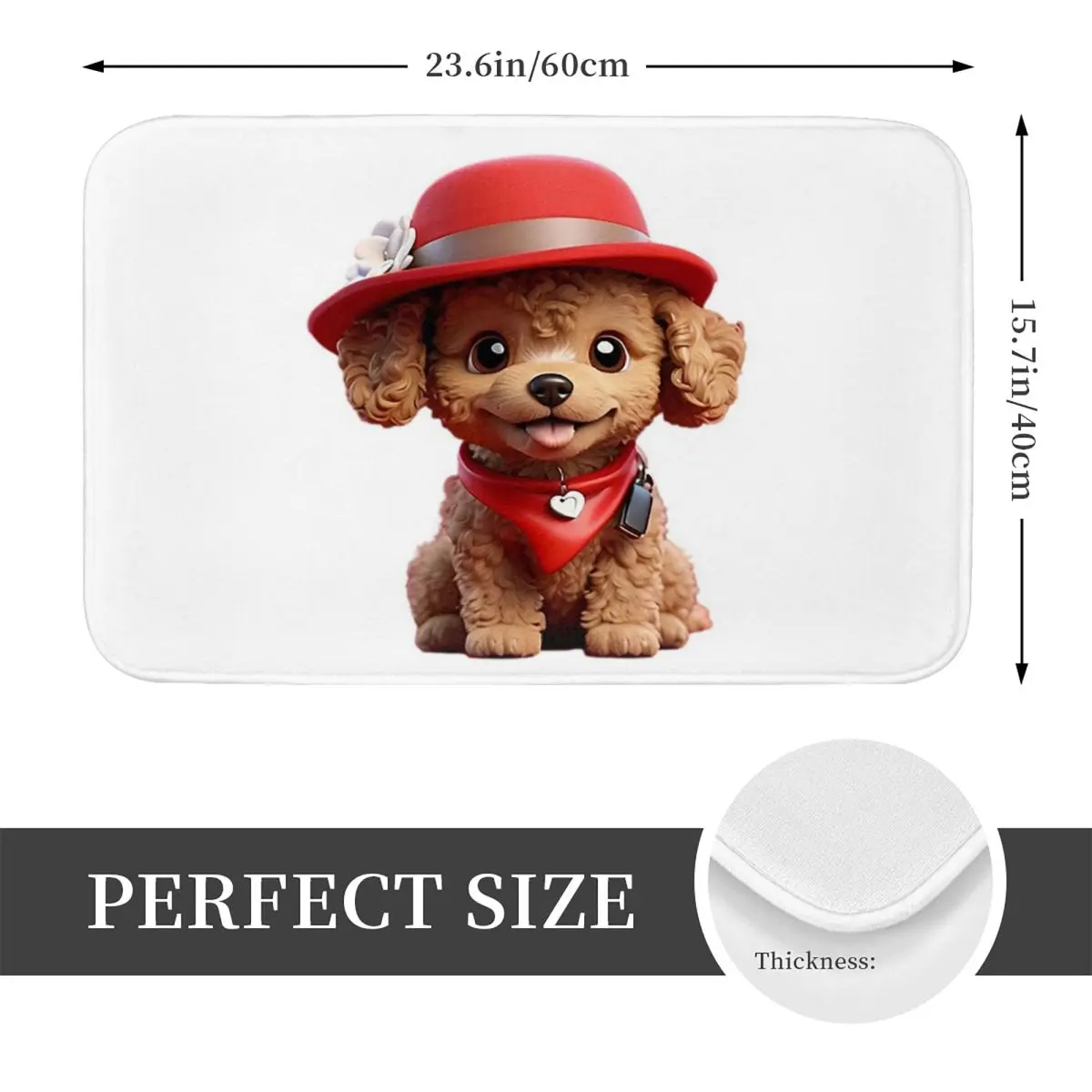 Cute Smiling Cartoon Toy Poodle Dog V2 Doormat Anti-skid Bathroom Floor Mats Home Entrance Rugs Kitchen Bedroom Carpet Footpad