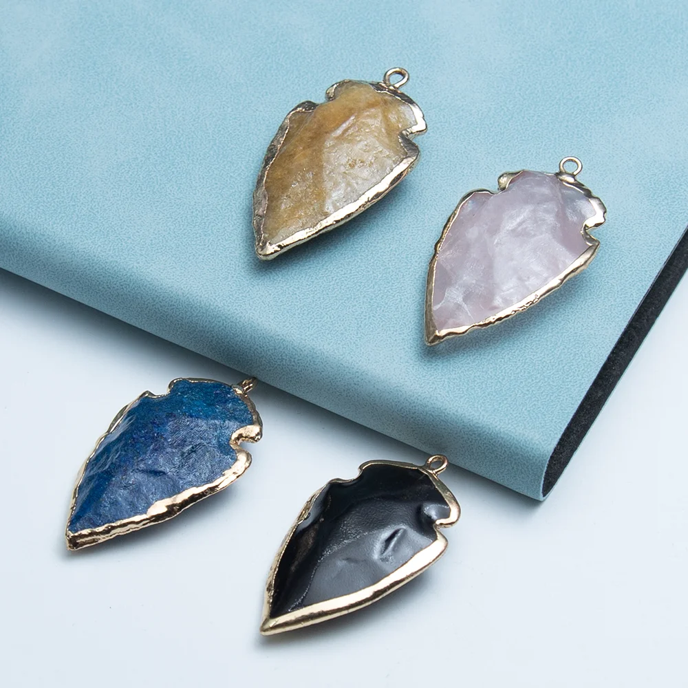 14 أنواع من المعلقات على شكل ورقة الحجر الطبيعي 23-38 مللي متر مجوهرات ساحرة عقد دي اي واي القرط اكسسوارات هدية عيد الحب #5