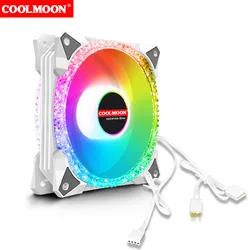 COOLMOON AS2 PWM Controlled Cooling Fan 12CM Dual-aperture Computer Water Cooling 5V Shenguang Synchronization Argb Chassis Fan