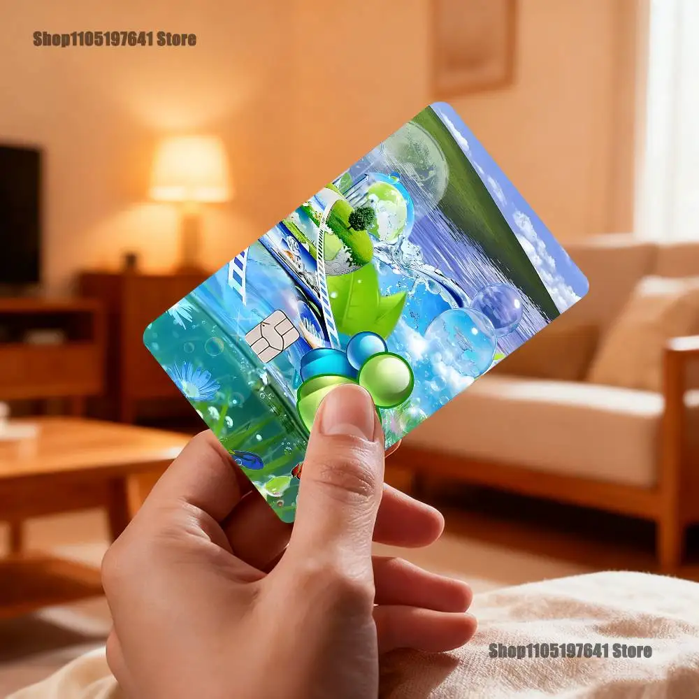 Frutiger Aero Aqua Nostalgia Card Stickers Credit Visa Debit Bank Charge Card Bus Metro Waterproof Sticker Decal Decoration
