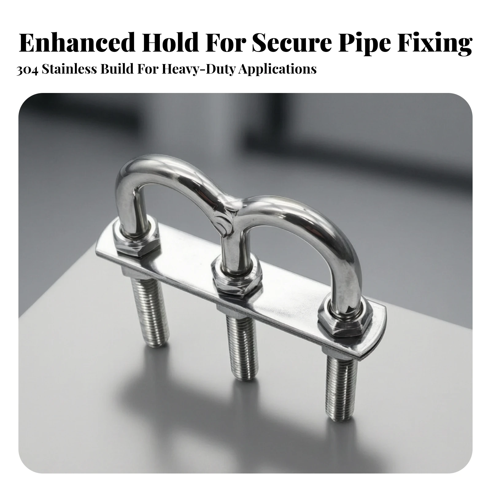 Double U-Bolt Polished U-Bolt with Base Plate Pipe Clamp Anti-Rust Pipe Mounting Hardware Durable for Marine