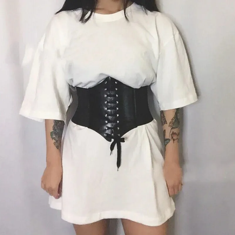 مشد الموضة أحزمة واسعة بولي Leather الجلود التخسيس الجسم حزام للنساء حزام خصر مرن Cinto Feminino Ceinture فام