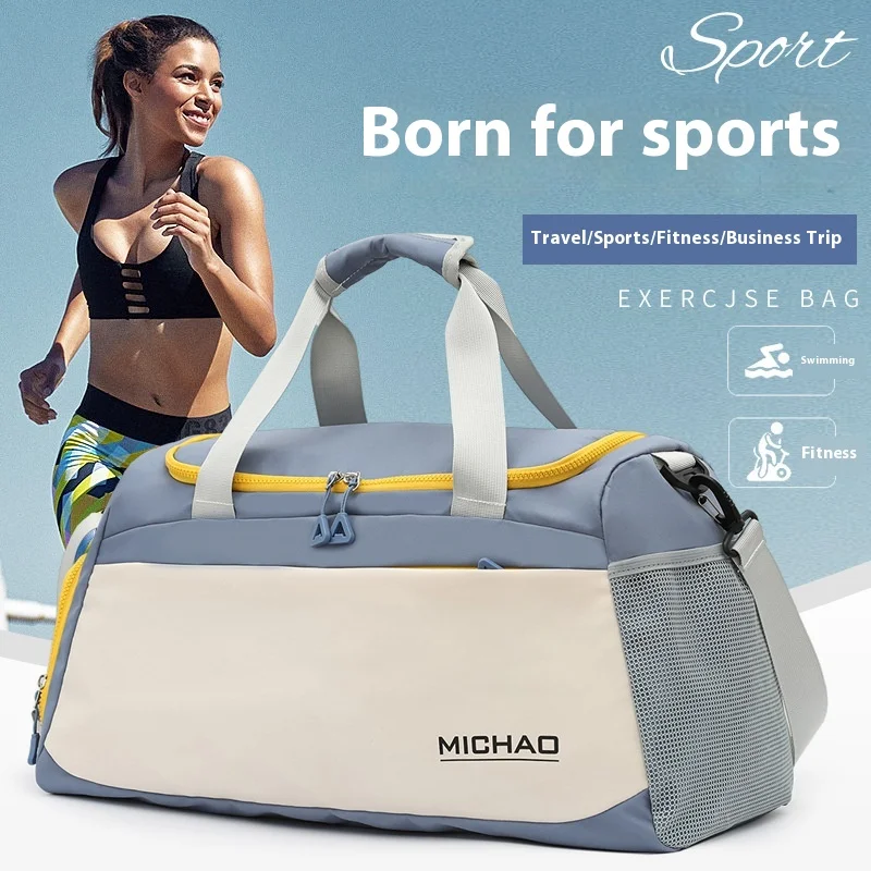 

Large Gym Bag for Men Women with Wet Dry Pocket - Sports Duffle Bags Waterproof Swim Organizer with Shoe Compartment, Travel Bag