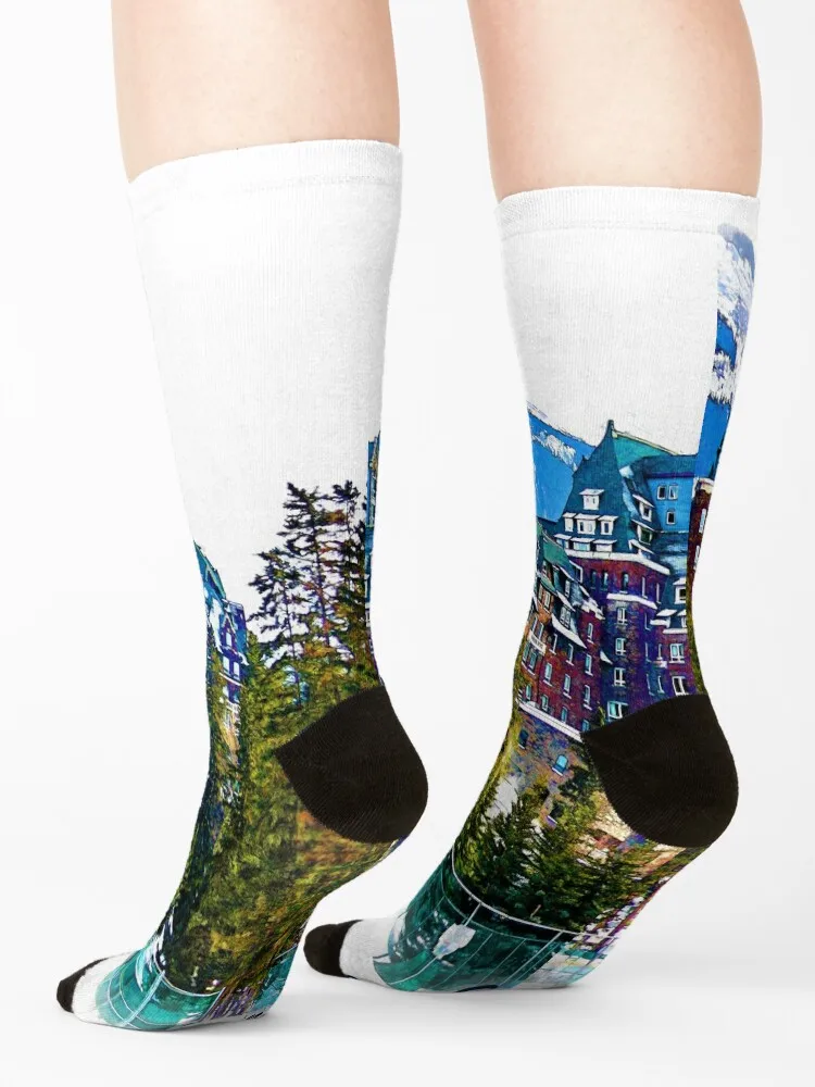 Castle in the Mountains - Banff Alberta Canada Socks Antiskid soccer funny gifts floral Climbing Ladies Socks Men's