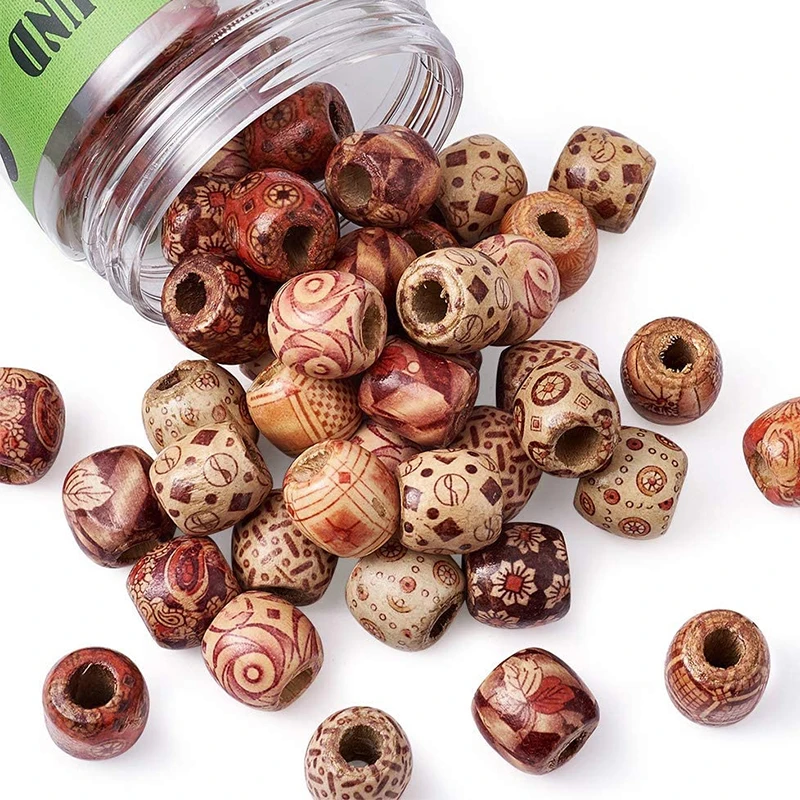 100-200pcs 10mm Natural Painted Wood Beads Round Loose Wooden Bead Bulk for Jewelry Making Hair DIY Bracelet Necklace Mix Color