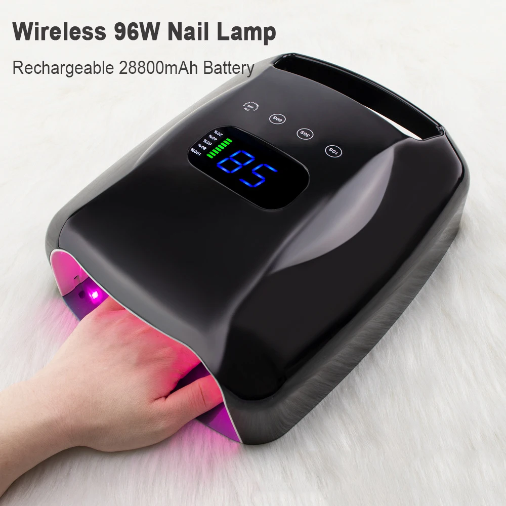 Draadloze Led Uv Nail Lamp Professionele Draadloze Oplaadbare Nail Drogen Manicure Machine 96W Lamp Voor Draagbare Gel Polish Cure