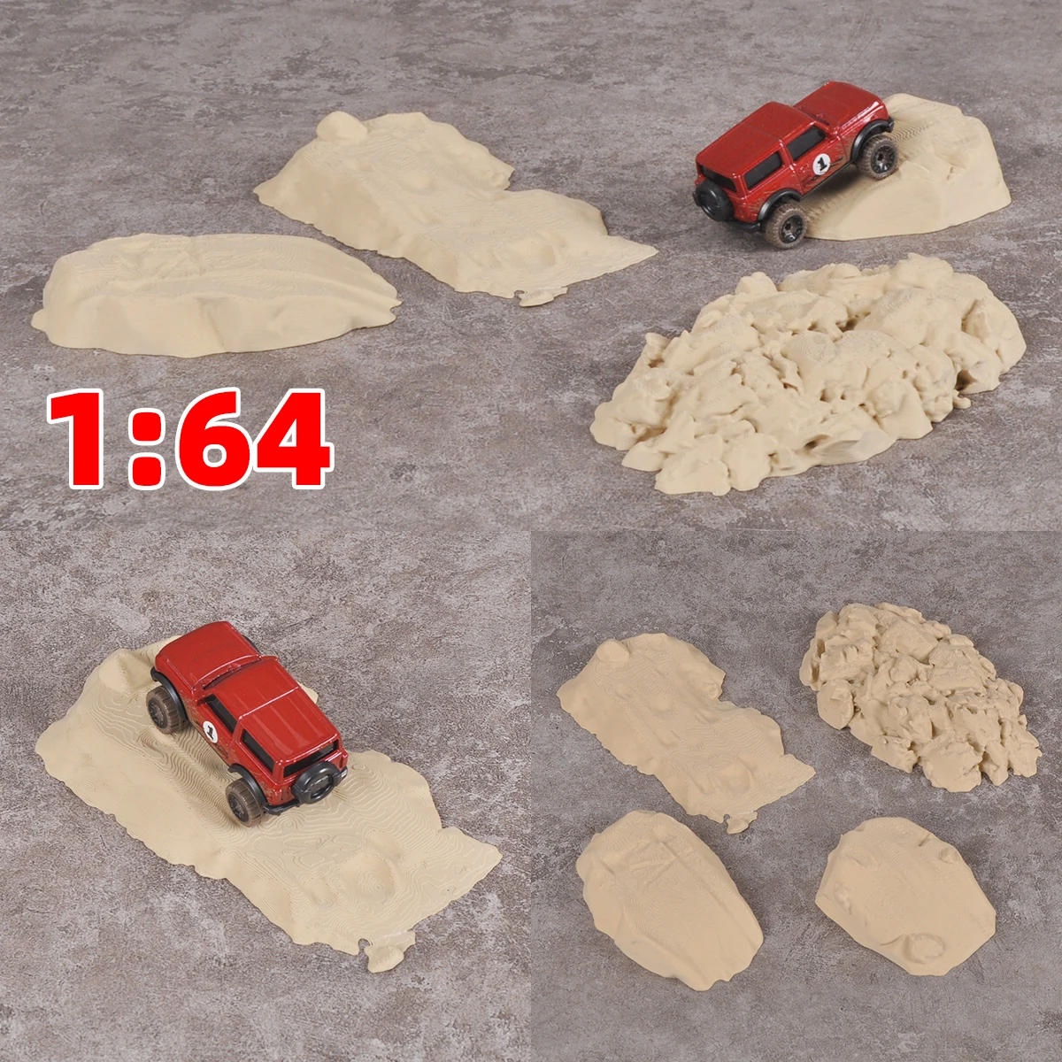 

Масштабная модель 1/64: Диорама пустыни Гоби с холмами, рельефом и песчаными полями для моделей автомобилей