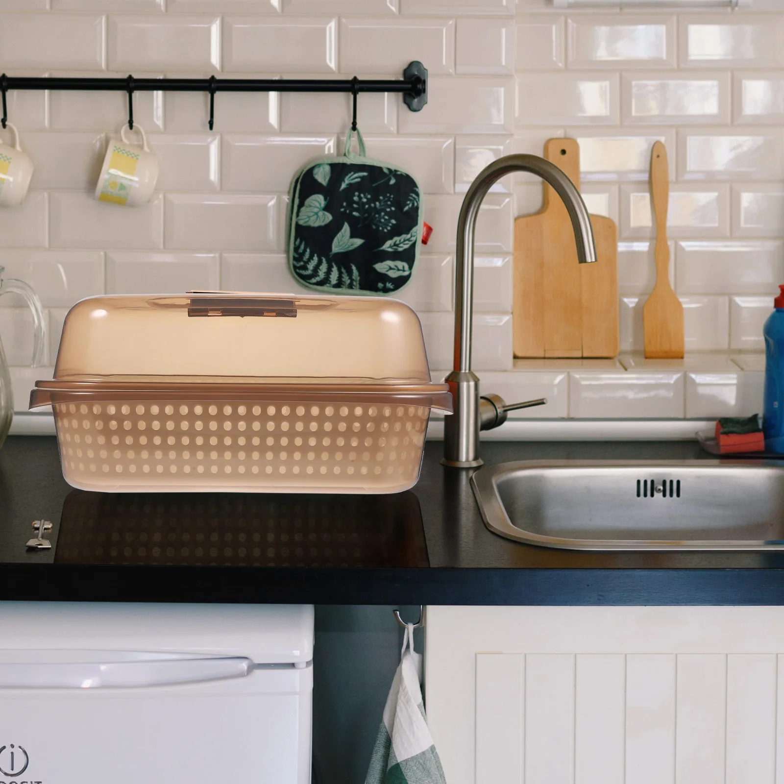 

1pc Reusable Plastic Washing Basin Double Layer Food Colander Strainer Kitchen Supply Drain Basket For Fruits Vegetables