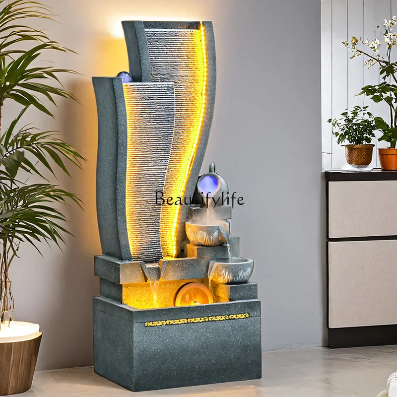 

Waterfall water curtain wall circulating water flow ornament office water flow ornament feng shui wheel landscaping