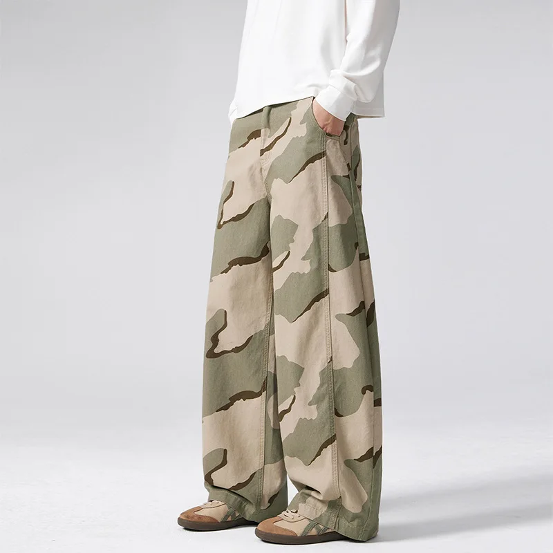 

Американский ретро силуэт деконструкции камуфляжные штаны Scimitar мужские и женские уличные широкие повседневные брюки