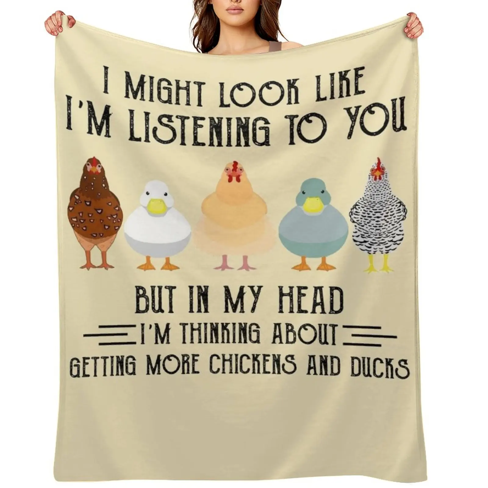 

I Might Look Like I'm Listening To You But In My Head Chickens And Ducks Throw Blanket Polar Quilt cosplay anime Hair Blankets