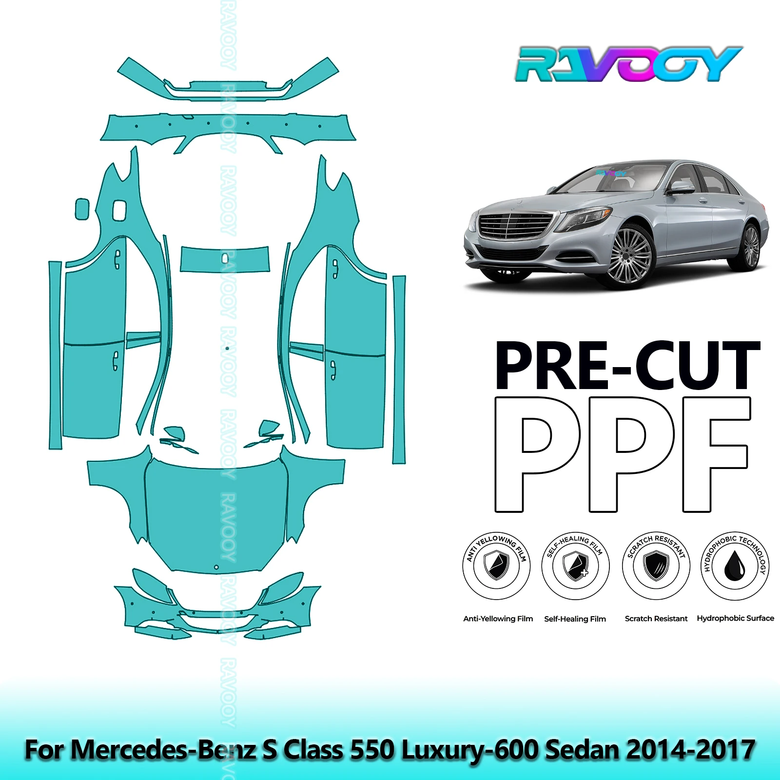 

Full Vehicle Clear Bra Precut PPF Paint Protection Film For Mercedes-Benz S Class 550 Luxury-600 Sedan 2014-2017