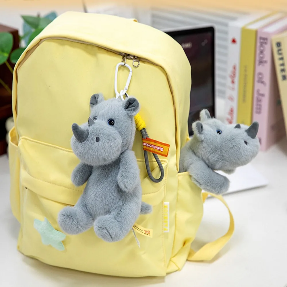 

Backpack Pendant Wrist Pad Rhino Doll Pendant Animal Fluffy Rhino Plush Toy Cartoon Comfort Rhino Plush Doll Home Decor