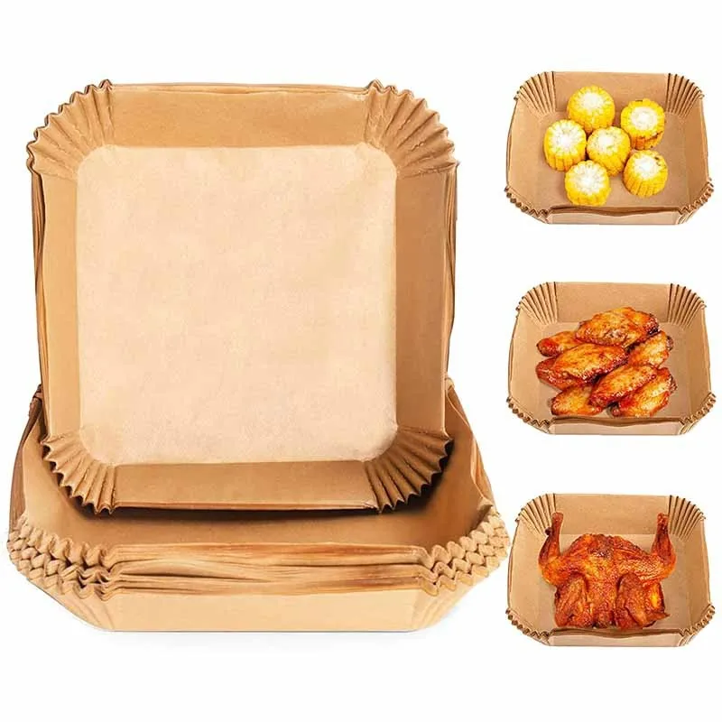 50pcs Air Fryer Paper Non-stick Square Air Fryer Parchment Paper Liner Baking Paper Filters For Airfryer Micro-wave Kitchen Tool