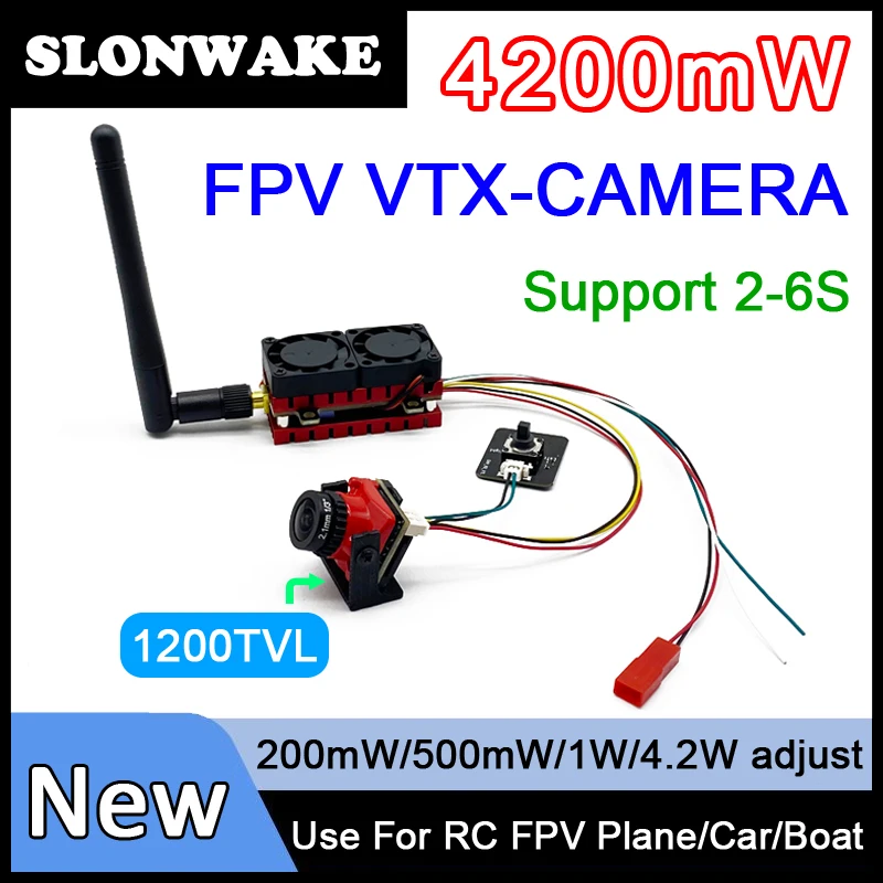 SLONWAKE Long Range 5.8G 48CH adjustable transmitter 4.2W VTX launcher and 1200TVL fpv camera with 3 inch fpv goggles use for RC