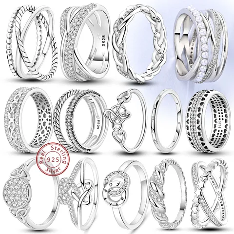 Infinity Zircon Stackable Silver Ring