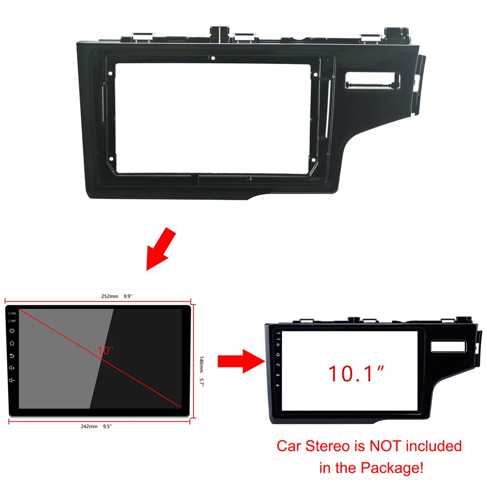 Car Fascia Dash Trim Kit For HONDA Fit Jazz 2014-2022 9 Inch (Left/Right) Radio Car DVD Radio Frame Facials Install Refit Panel