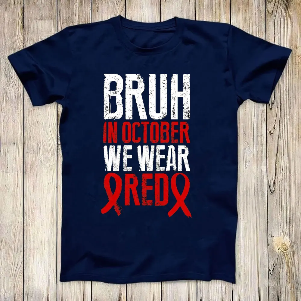 Bruh Red Ribbon Week Hoodie Distressed October School Teacher Anti-Drug Awareness High Quality Cotton Tops T Shirts for Men