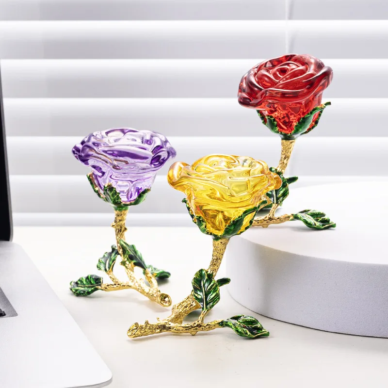 1PC Crystal Rose Flower - Eternal Love Gift for Wife, Mom, Girlfriend, Birthday Valentine's Day, Car & Living Room Home Decor