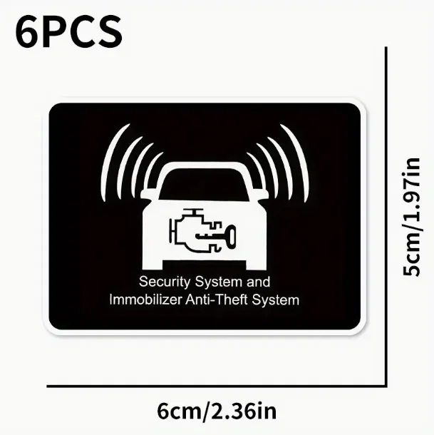 6-Piece Anti-Theft Security System Stickers - Scratch-Resistant Vinyl Alarm Pattern Protective Stickers for Motorcycle and Car Windshields and Bumpers, Easy-To-Apply Vehicle Protection Stickers, Clear Warning Labels, Long-Lasting Strong Adhesive