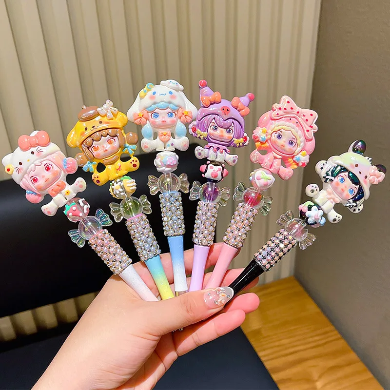 

Креативная мультяшная ручка Kuromi My Melody Hello Kitty со стразами, цветная ручка принцессы для маленьких девочек, детские канцелярские принадлежности, шариковая ручка