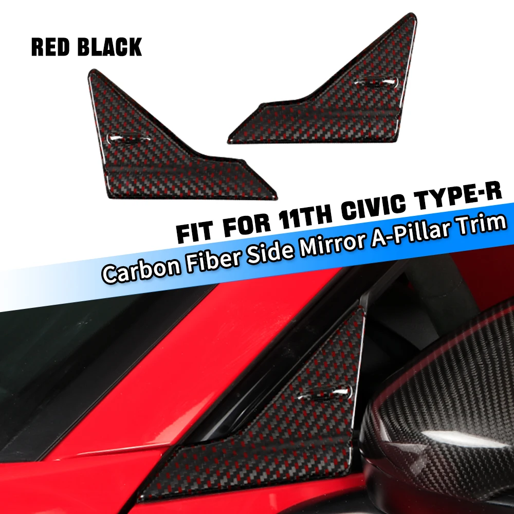 

Red Black Carbon Fiber Door Window A Pillar Triangle Cover For Honda 11th Gen Civic Type R FL5 2022+ Wind Deflectors