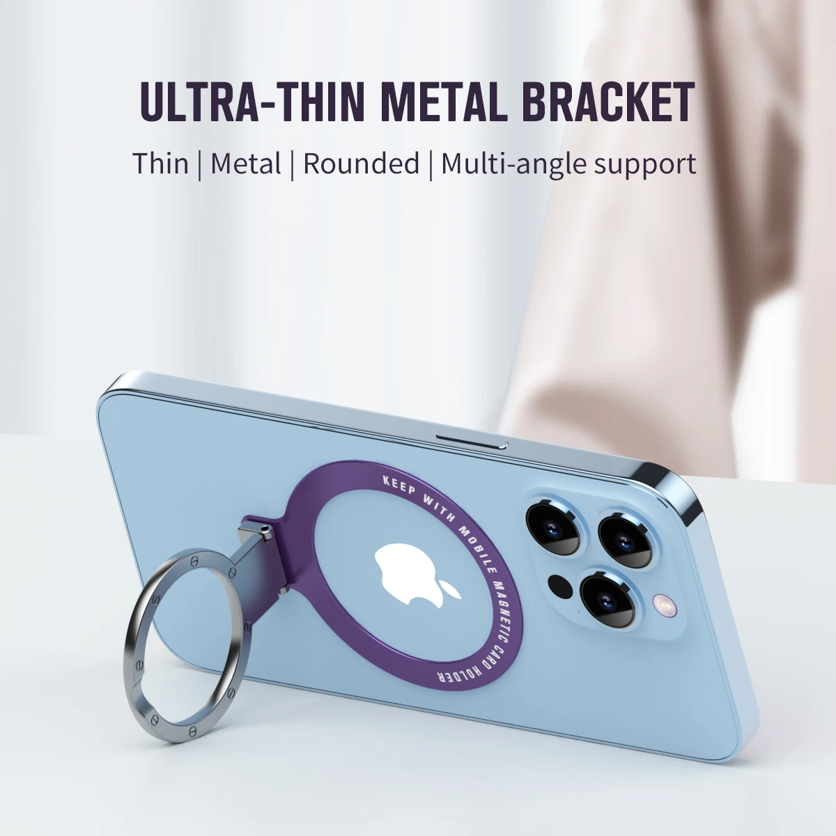 Cell Phone Ring Holder Stand Finger Grip Degree Rotation Kickstand Compatible iPhones Wireless charging