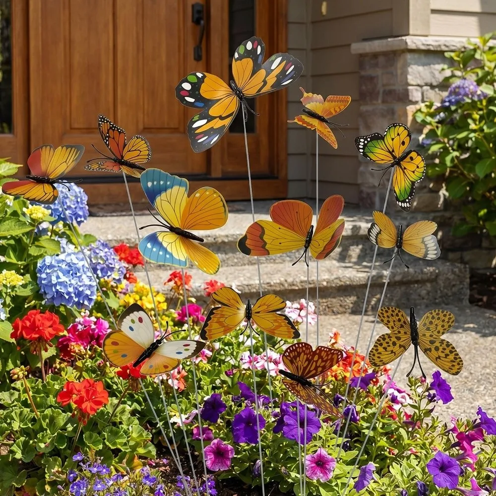 Colorful Butterfly Stakes Lifelike Dreamlike Simulation Butterfly Ornaments Plant Plug Multi-purpose