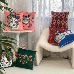 Cotton and linen retro placemats table mats waterproof decorative mats dinner plate mats coasters tablecloths cat pillow  pillow