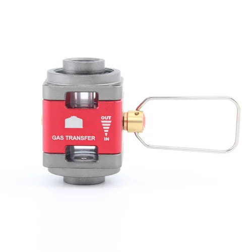 Adaptador de recarga de recipiente de gas con ventanas visibles, dispositivo de transferencia de combustible para mochilero