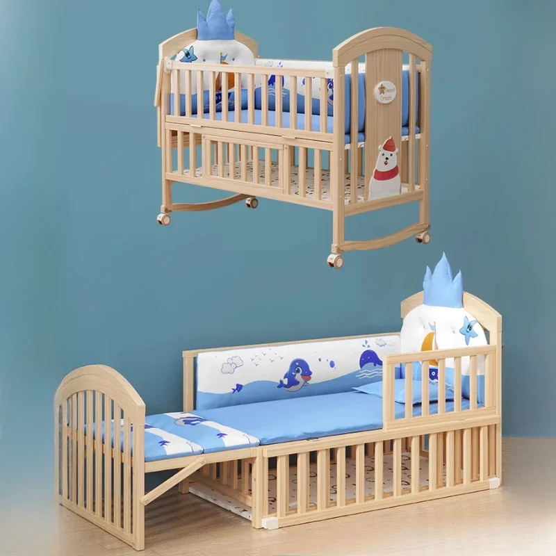 Wooden Kid's Bed Juvenile Toddler Beds Bassinet Children Bunk Kids Multifunctional Baby Cribs Boy Kinderbett Bedroom Furniture