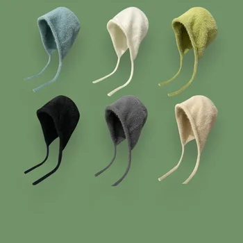 Y2K 귀여운 비니 가을 겨울 여성 따뜻한 일본 니트 모자 더미 모자 남성 귀 보호 타이 풀오버 모자 Gorro Bonnet