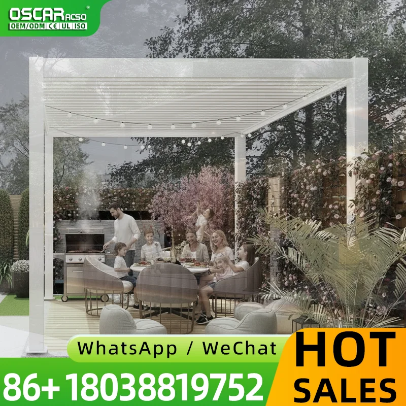 Basic Garden Backyard Room With Manual Roof Open Close Blinds Aluminum Pergola for High Winds Outdoor Patio Balcony pergola