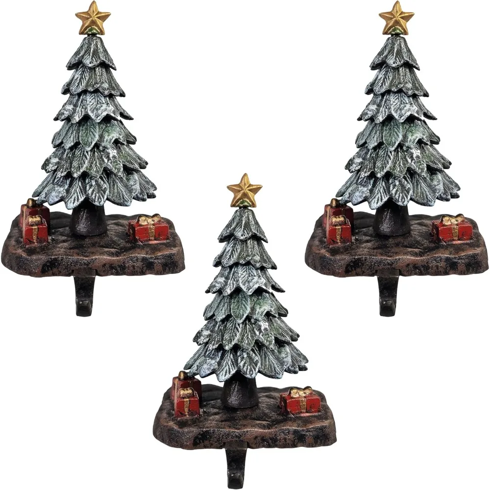 

Heavy Cast Iron 3D Green Trees, Christmas Stocking Holders, Weight of 1 Tree is 5 lbs 13 oz Each.