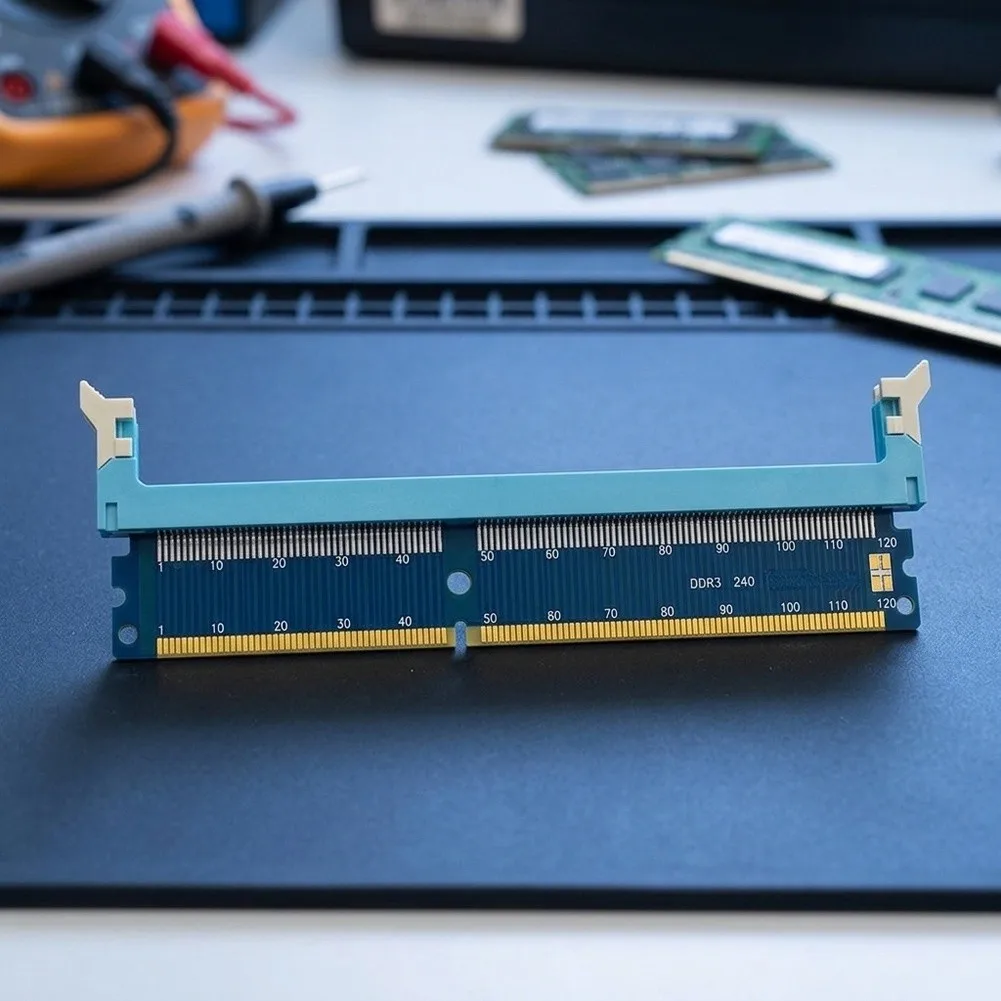 DDR3 DDR4 DDR5 Memory Module Test Card Adapter with Retention Clips and Extension Board for Gold Finger Safety
