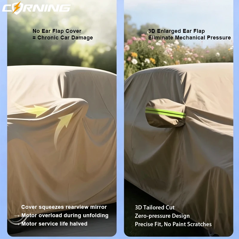 Autoabdeckung wasserdicht, UV-beständig, schneesicher, Allwetterschutz, Seitentür-Design, passgenau für SUV, Schrägheck, Limousine – Detail 3