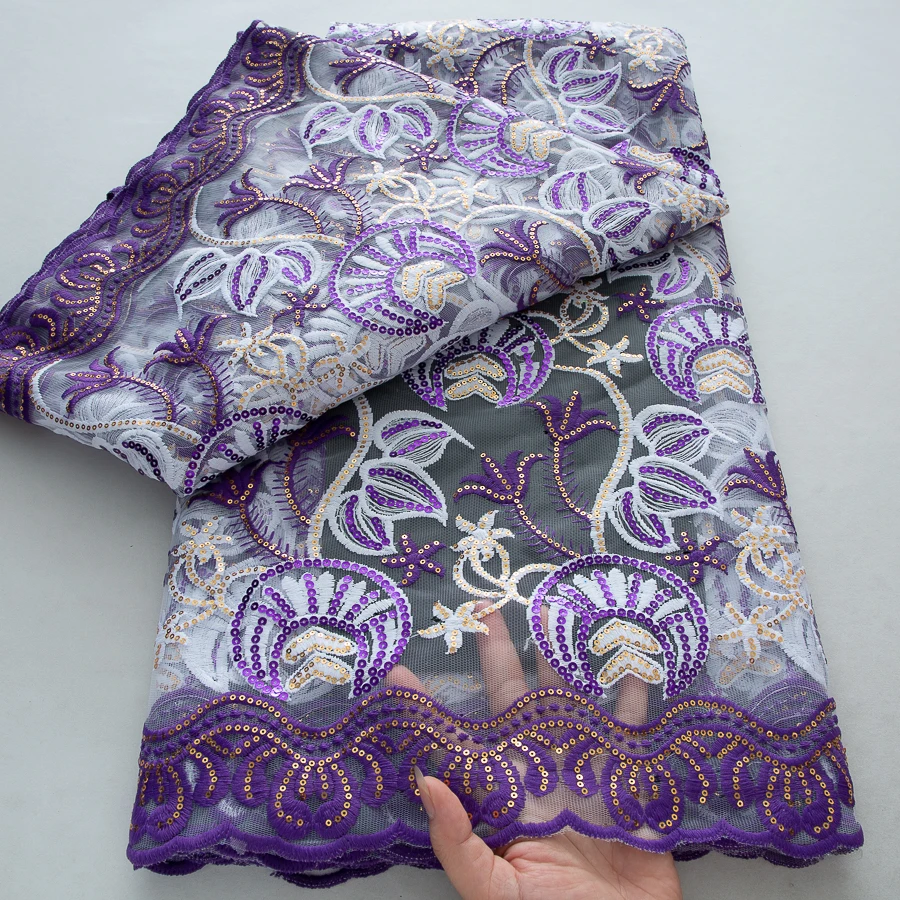 5 หลาแอฟริกันTulleผ้าไหมผ้าลูกไม้ 2025 ใหม่ไนจีเรียภาษาฝรั่งเศสคําตาข่ายSequinsลูกไม้สําหรับเย็บชุดสตรีงานแต่งงาน