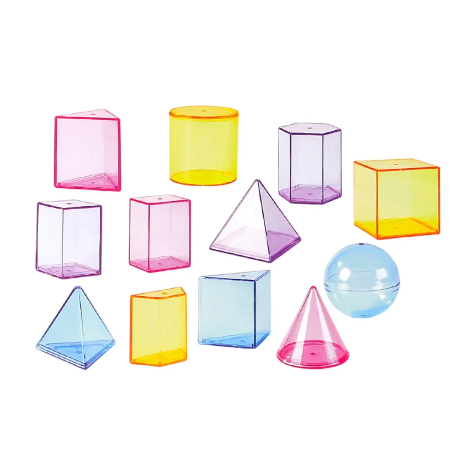 12Pcs Geometric Shapes Pattern Blocks Early Educational Teaching Aids Learning Toys 3D Geometric Solids for Elementary Kids
