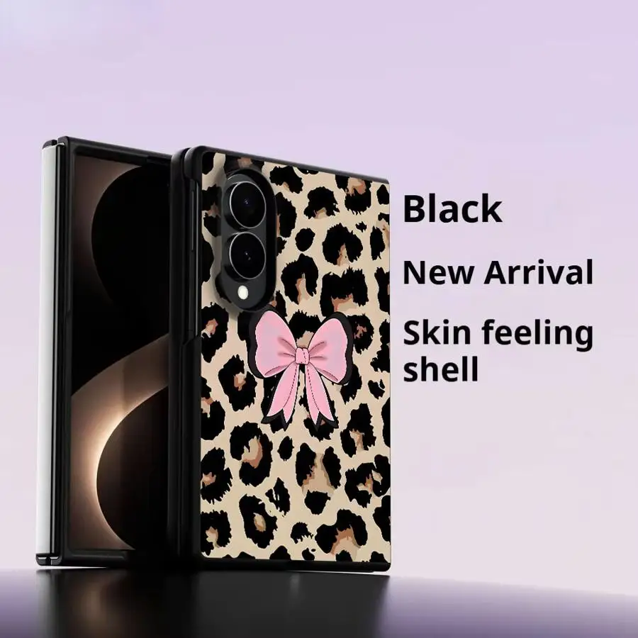 Leopard Pink Cute Bow Case for Samsung Galaxy ZFold Wide Z Fold8 Wide ZFold8 Z Fold 8 Luxury Phone Cover