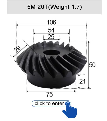45 # Stahl-Spiralkegelradgetriebe, 2M, 15T bis 60T, Modul 1:4, 90 Grad Differentialgetriebe, gleicher Übersetzungsverhältnis, Durchmesser 8mm bis 12mm, Loch – Detail 20