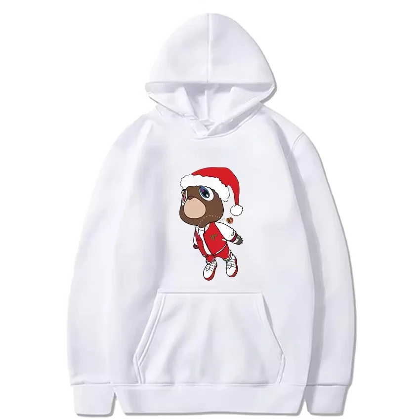 

Рождественская толстовка с капюшоном Kanye West Graduation Bear, мужской и женский пуловер в стиле хип-хоп, уличная одежда, флисовая толстовка унисекс с длинными рукавами и капюшоном