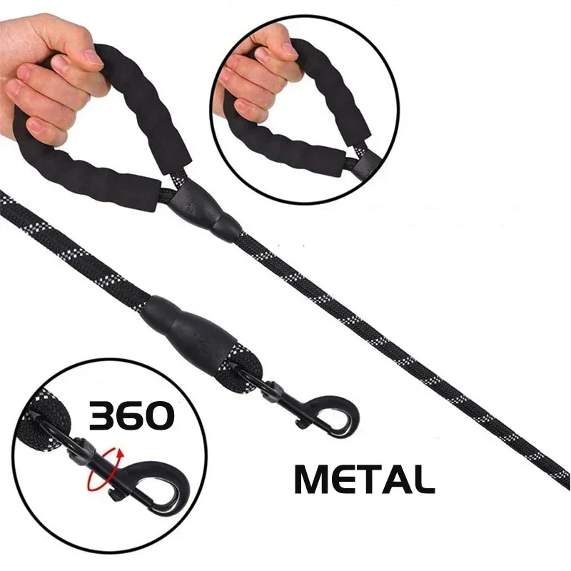Reflective Dog Leash with Padded Handle - Durable Dual Traction Rope for Strong Dogs - Boost Safety and Control image 3