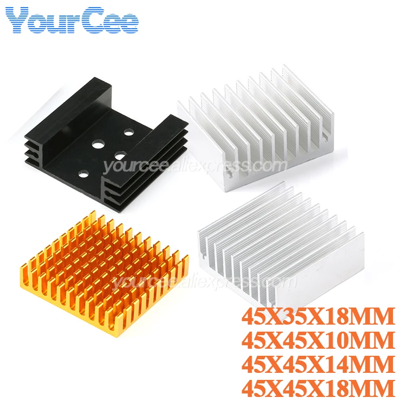 45*45*14mm 45*35*18mm 45*45*18mm 45*45*10mm Heatsink Cooling Fin Radiator Cooler Aluminum Heat Sink 45X45X10MM 45X45X14mm