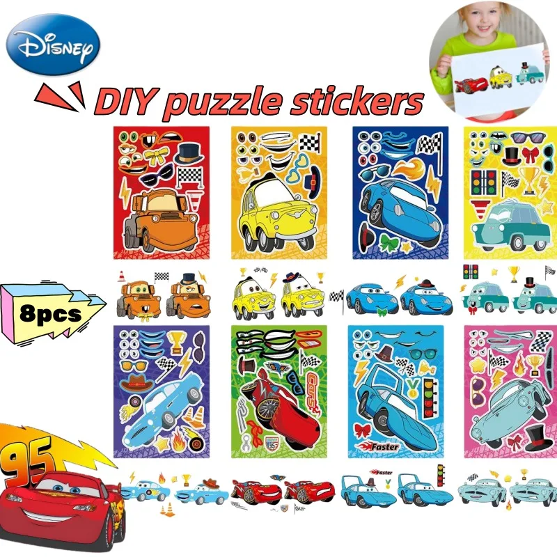 

Новые наклейки-пазлы с мультяшным персонажем Дини Лайтнинг МакКвин, персонализированные, развивающие, для творчества, декоративные, для переодевания персонажей