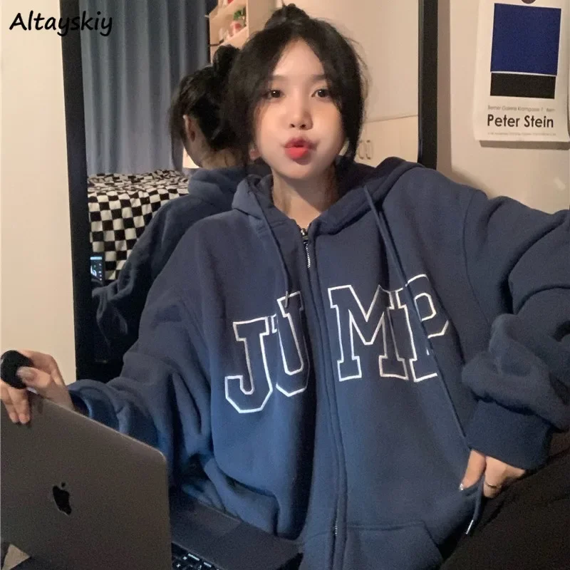 

Hoodies Women Cool Harajuku Chic Letter Fashion Simple Aesthetic Thicker Hooded Streetwear Loose Autumn Retro Females New Trendy